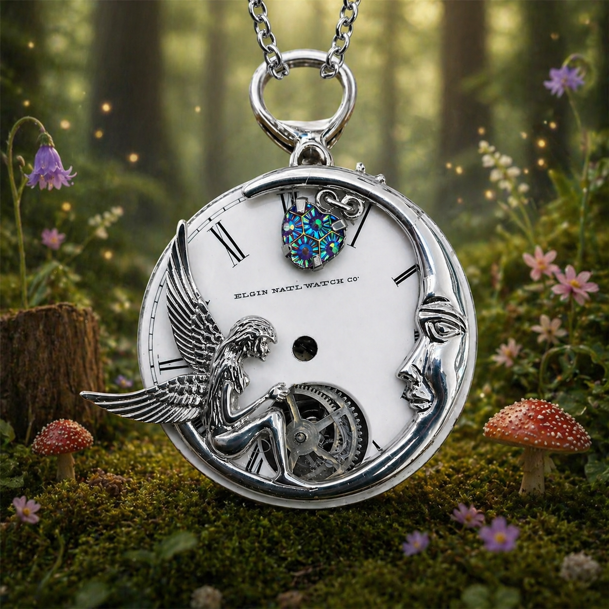MOON AND FAIRY HANDMADE ONE OF A KIND NECKLACE